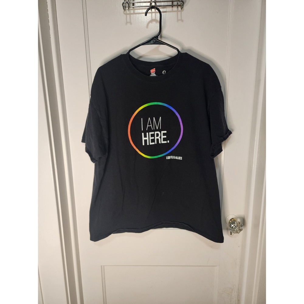 Hanes I‎ Am Here Shirt XL Ally LGBTQ You can come out to me